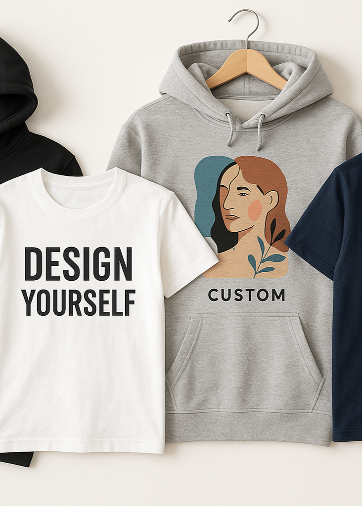 CREATE A CUSTOMIZED PRINT TSHIRTS AND HOODIES REALISTIC 